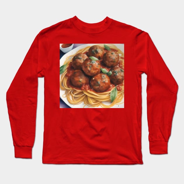 National Spaghetti Day - January 4 - Watercolor Long Sleeve T-Shirt by Oldetimemercan